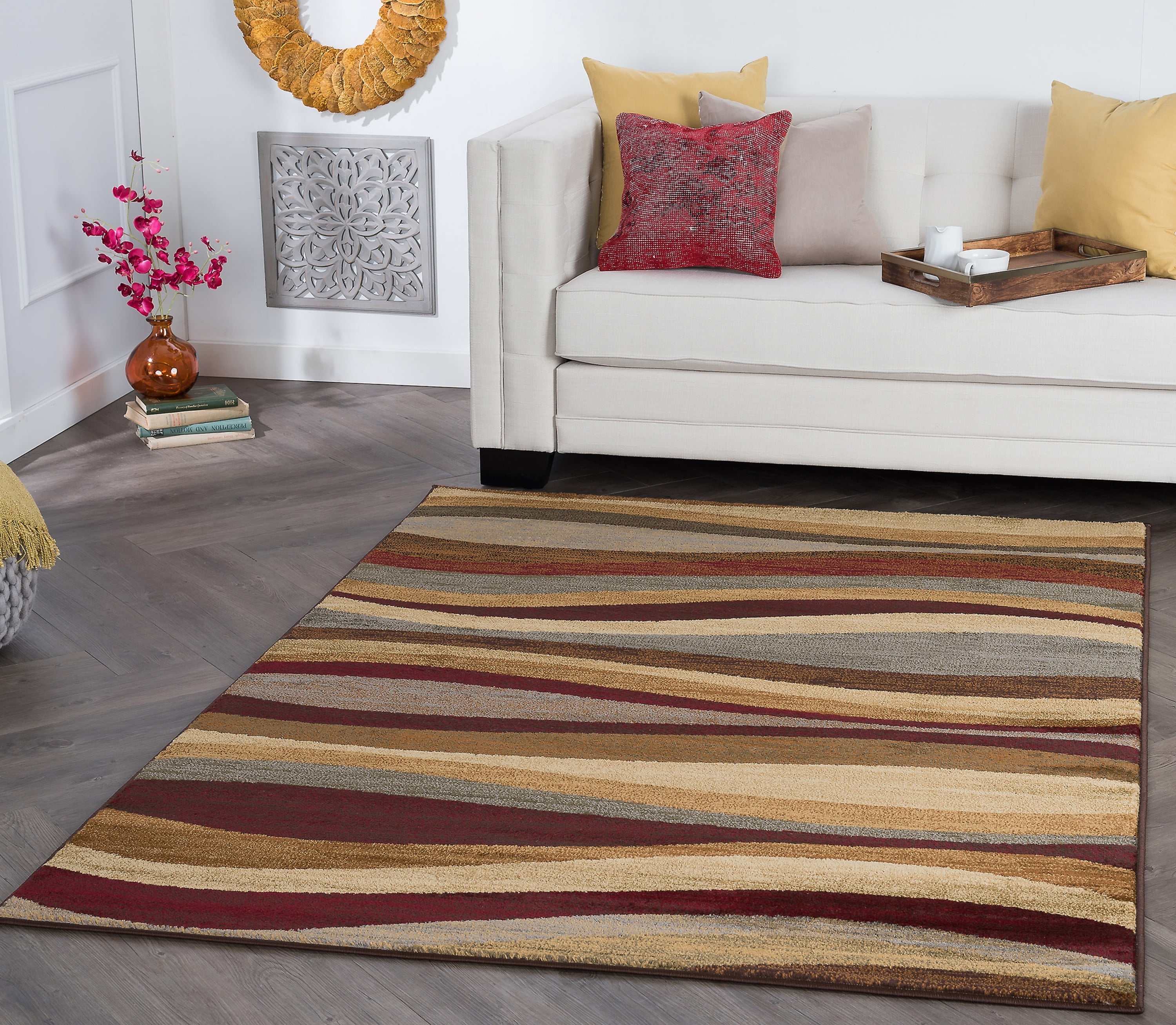 Elegance Contemporary 7.6' x 10' Multi-Color Polypropylene Indoor Area Rug