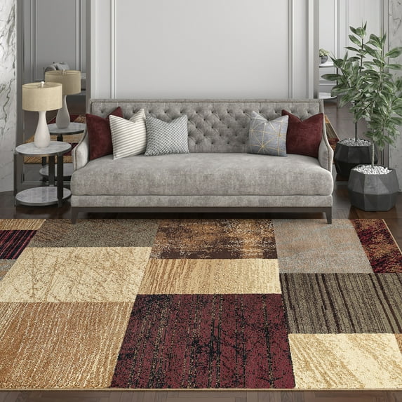 Elegance Contemporary 7.6' x 10' Multi-Color Polypropylene Indoor Area Rug