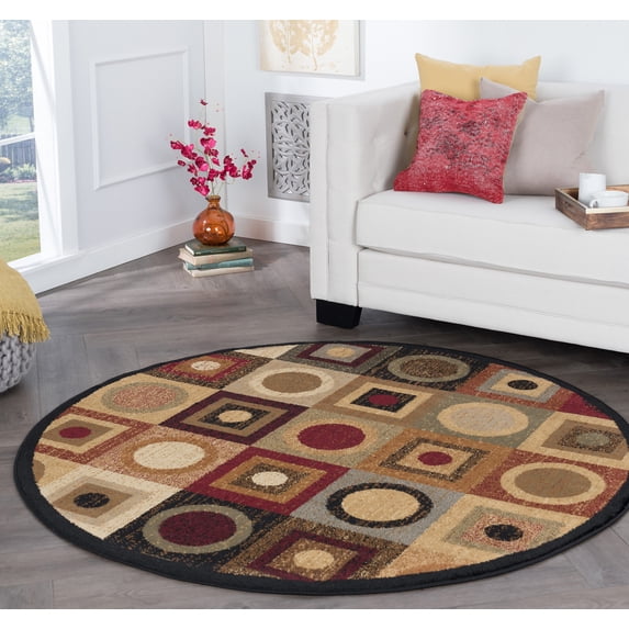 Elegance Contemporary 8' Round Multi-Color Polypropylene Indoor Area Rug
