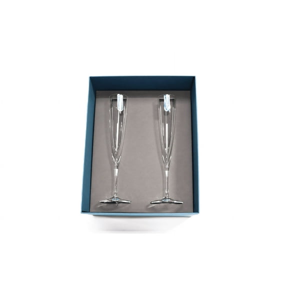Elegance Crystal Trumpet Flutes (Pair) - 5.7 oz, Clear