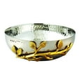 thumbnail image 1 of Elegance Gilt Leaf Hammered Stainless Steel Salad Bowl, Silver & Gold, 1 of 1