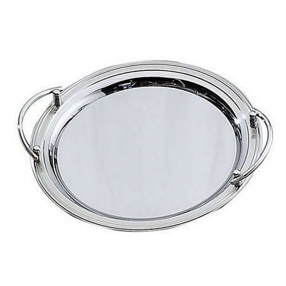 Elegance Heim Concept 13.75-inch Round Stainless Steel Tray with Handles