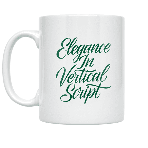 Elegance In Vertical Script - Minimalist Design Enthusiast - 11 oz Ceramic Coffee Mug