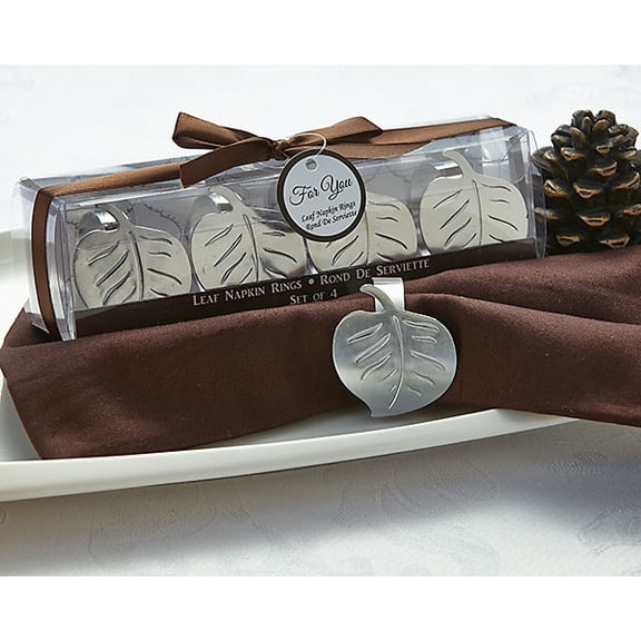 Elegance Leaf Napkin Rings Set of 4