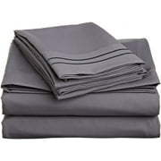 Elegance Linen 1200 Thread Count EGYPTIAN QUALITY Luxury Ultra Soft 4 Pc Sheet Set, Deep Pocket Up To 16" - Wrinkle Resistant - All Size And Colors, KING, Gray