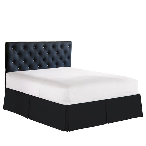 Elegance Linen 1500 Series Wrinkle & Fade Resistant Bed Skirt / Dust Ruffle - Pleated Tailored 14inch Drop, California King, Black