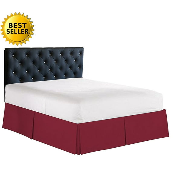 Elegance Linen 1500 Series Wrinkle & Fade Resistant Bed Skirt / Dust Ruffle - Pleated Tailored 14inch Drop, California King, Burgundy
