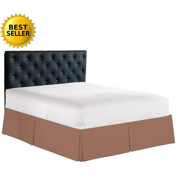 Elegance Linen 1500 Series Wrinkle & Fade Resistant Bed Skirt / Dust Ruffle - Pleated Tailored 14inch Drop, California King, Taupe