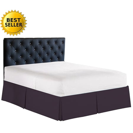 Elegance Linen 1500 Series Wrinkle & Fade Resistant Bed Skirt / Dust Ruffle - Pleated Tailored 14inch Drop, Full , Eggplant-Purple