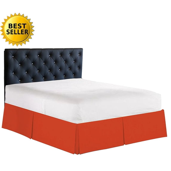 Elegance Linen 1500 Series Wrinkle & Fade Resistant Bed Skirt / Dust Ruffle - Pleated Tailored 14inch Drop, Full , Rust