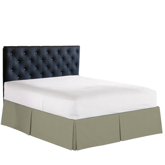 Elegance Linen 1500 Series Wrinkle & Fade Resistant Bed Skirt / Dust Ruffle - Pleated Tailored 14inch Drop, King, Sage-Green
