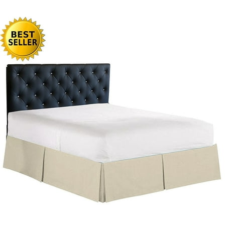 Elegance Linen 1500 Series Wrinkle & Fade Resistant Bed Skirt / Dust Ruffle - Pleated Tailored 14inch Drop, Queen, Cream