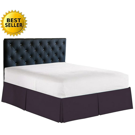 Elegance Linen 1500 Series Wrinkle & Fade Resistant Bed Skirt / Dust Ruffle - Pleated Tailored 14inch Drop, Queen, Eggplant-Purple