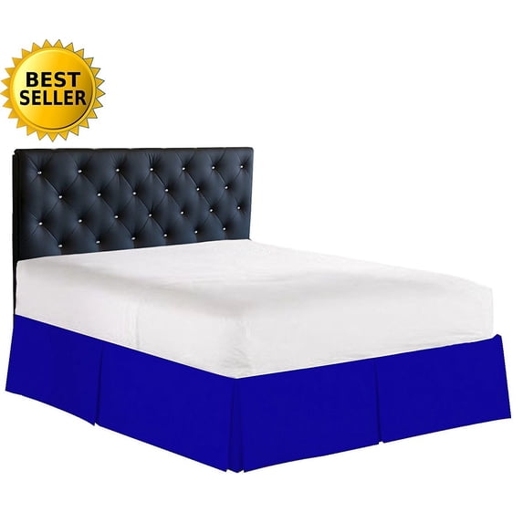 Elegance Linen 1500 Series Wrinkle & Fade Resistant Bed Skirt / Dust Ruffle - Pleated Tailored 14inch Drop, Queen, Royal Blue