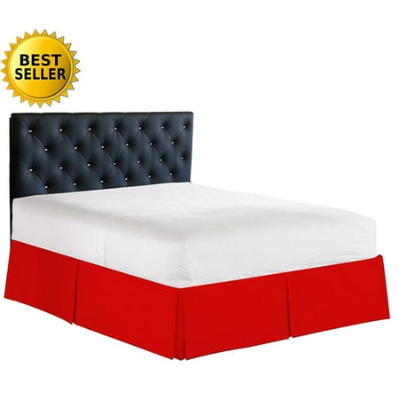 Elegance Linen 1500 Series Wrinkle & Fade Resistant Bed Skirt / Dust Ruffle - Pleated Tailored 14inch Drop, Twin, Red