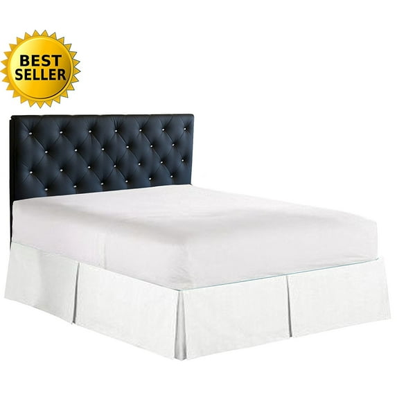 Elegance Linen 1500 Series Wrinkle & Fade Resistant Bed Skirt / Dust Ruffle - Pleated Tailored 14inch Drop, Twin, White