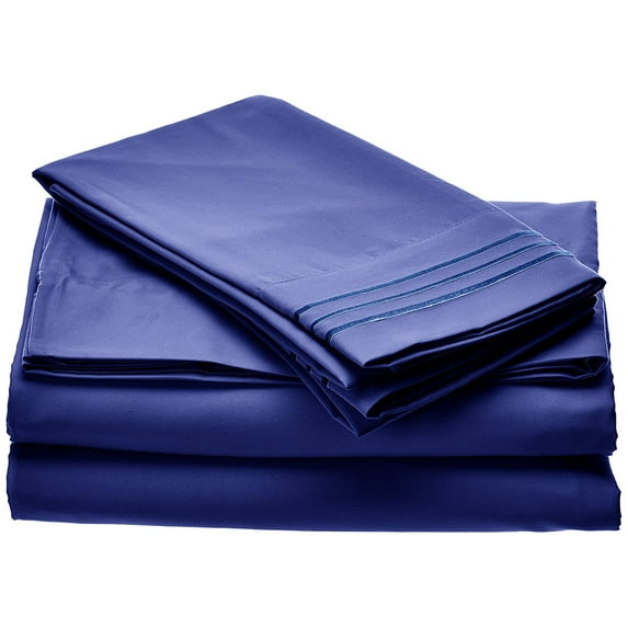 Elegance Linen® Wrinkle Resistant 6-Piece Bed Sheet Set - 1500 Premier Silky Sof tSheet Set - Queen, Royal Blue