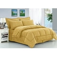thumbnail image 1 of Elegance Linen Wrinkle Resistant - Silky Soft Dobby Stripe Bed-in-a-Bag 8-Piece Comforter Set --HypoAllergenic - Full/Queen, Gold, 1 of 4