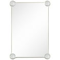 thumbnail image 1 of "Elegance Rectangular Wall Mirror", 27"x39" Featuring 3" Half Sphere Corner Glass Embellishment, on Gold Iron Frame, 1 of 12