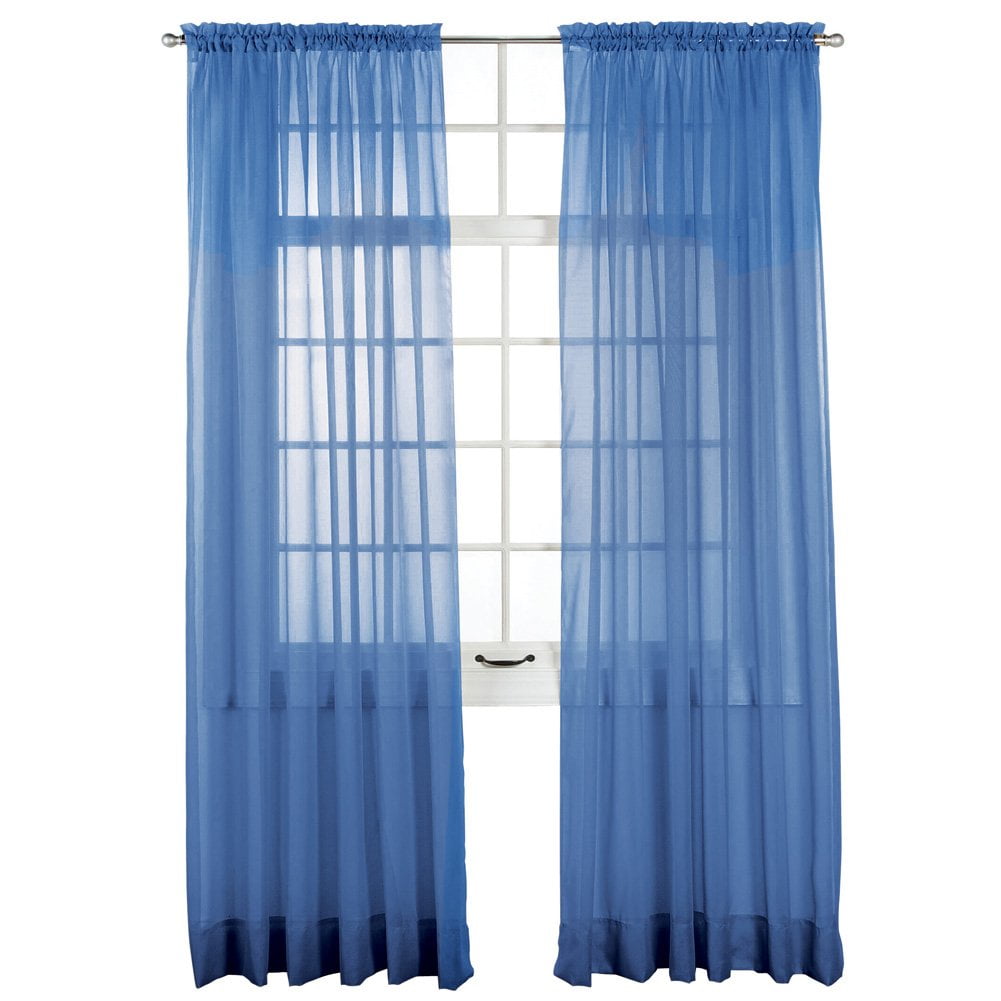 Cobalt Blue Sheer Polyester Rod Pocket Window Panel