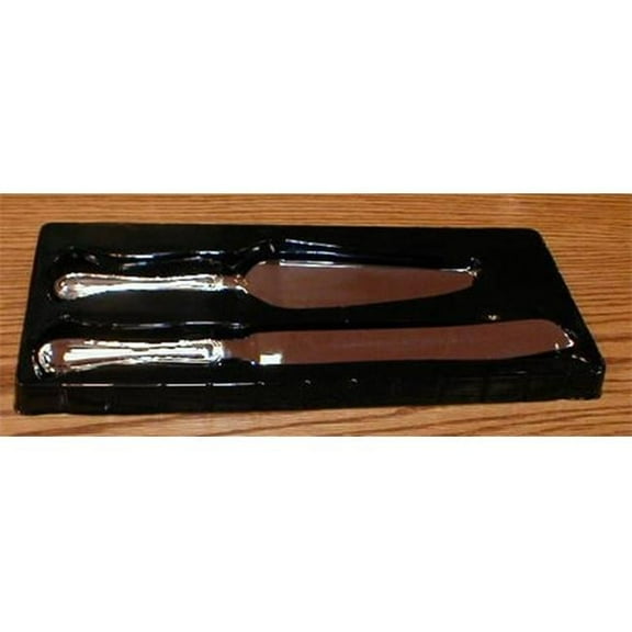 Elegance Silver Plate Cake Server & Knife Rim Design, 12 in.