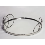 Elegance Silver Stainless Steel Round vanity tray with mirror 13