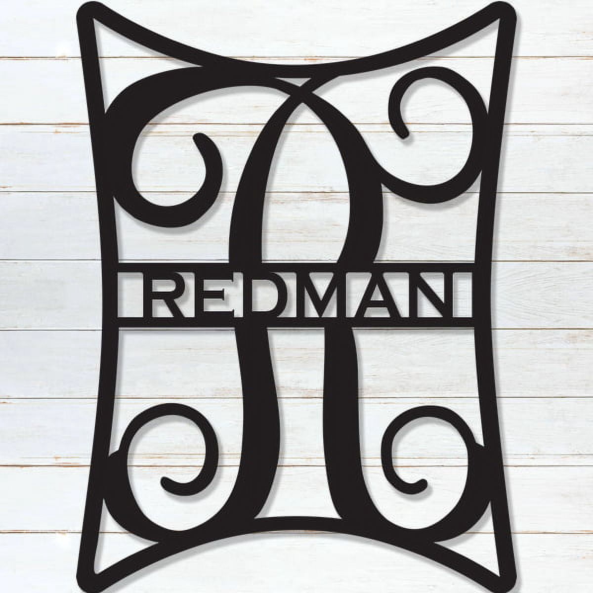 Elegance Single Letter Metal Monogram with Name Black - 18