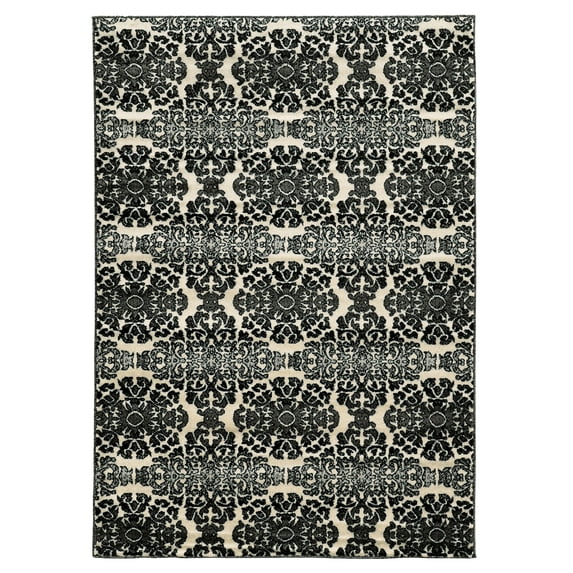 Elegance Snowflakes Grey Area Rug 8x10 Transitional Design Easy Care Polypropylene