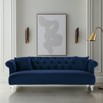 Elegance Sofa in Blue Velvet with Acrylic Legs