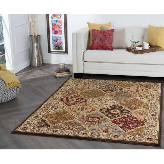 Elegance Traditional 5' x 7' Multi-Color Polypropylene Indoor Area Rug