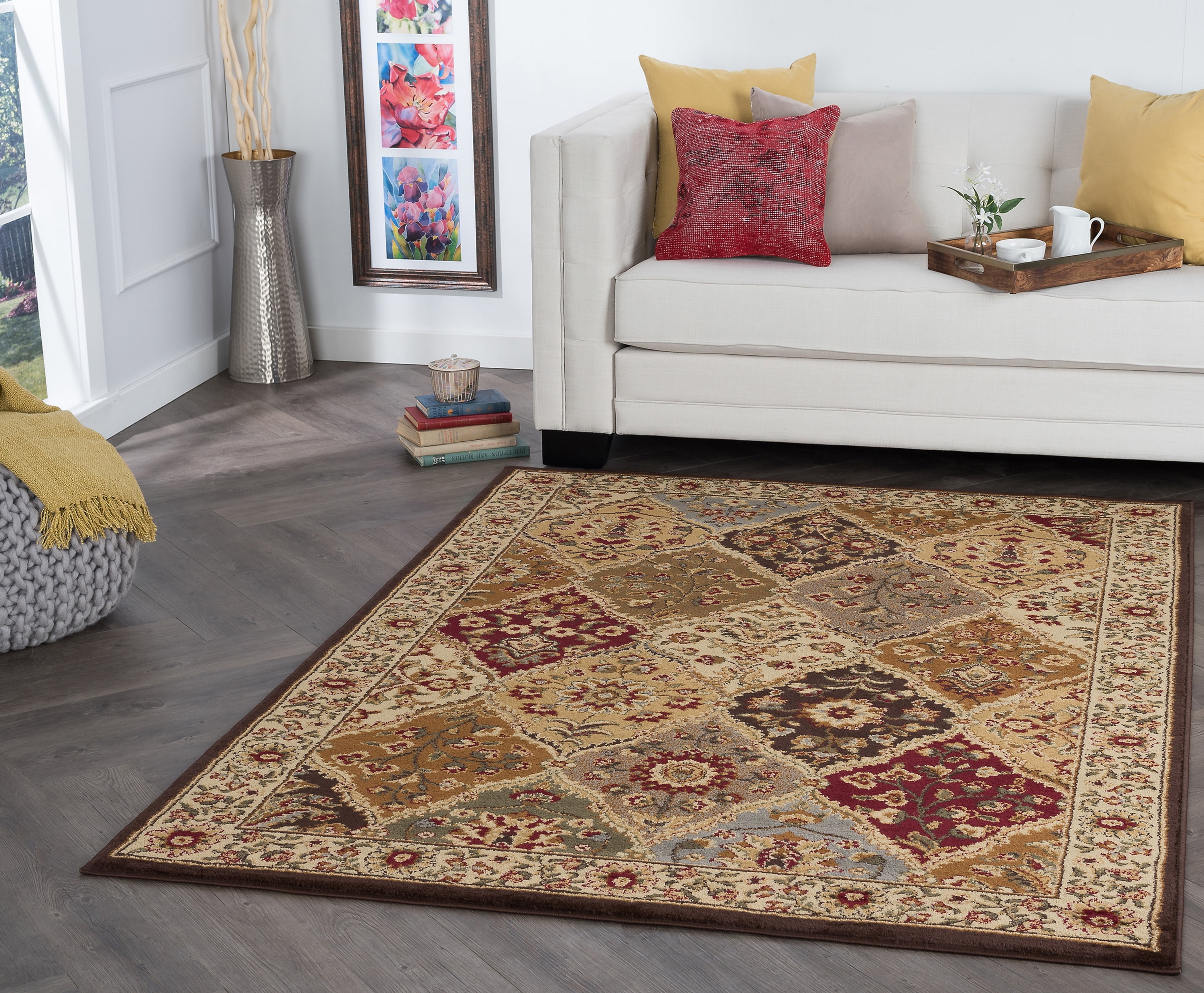 Elegance Traditional 9'x13' Multicolor Polypropylene Indoor Area Rug