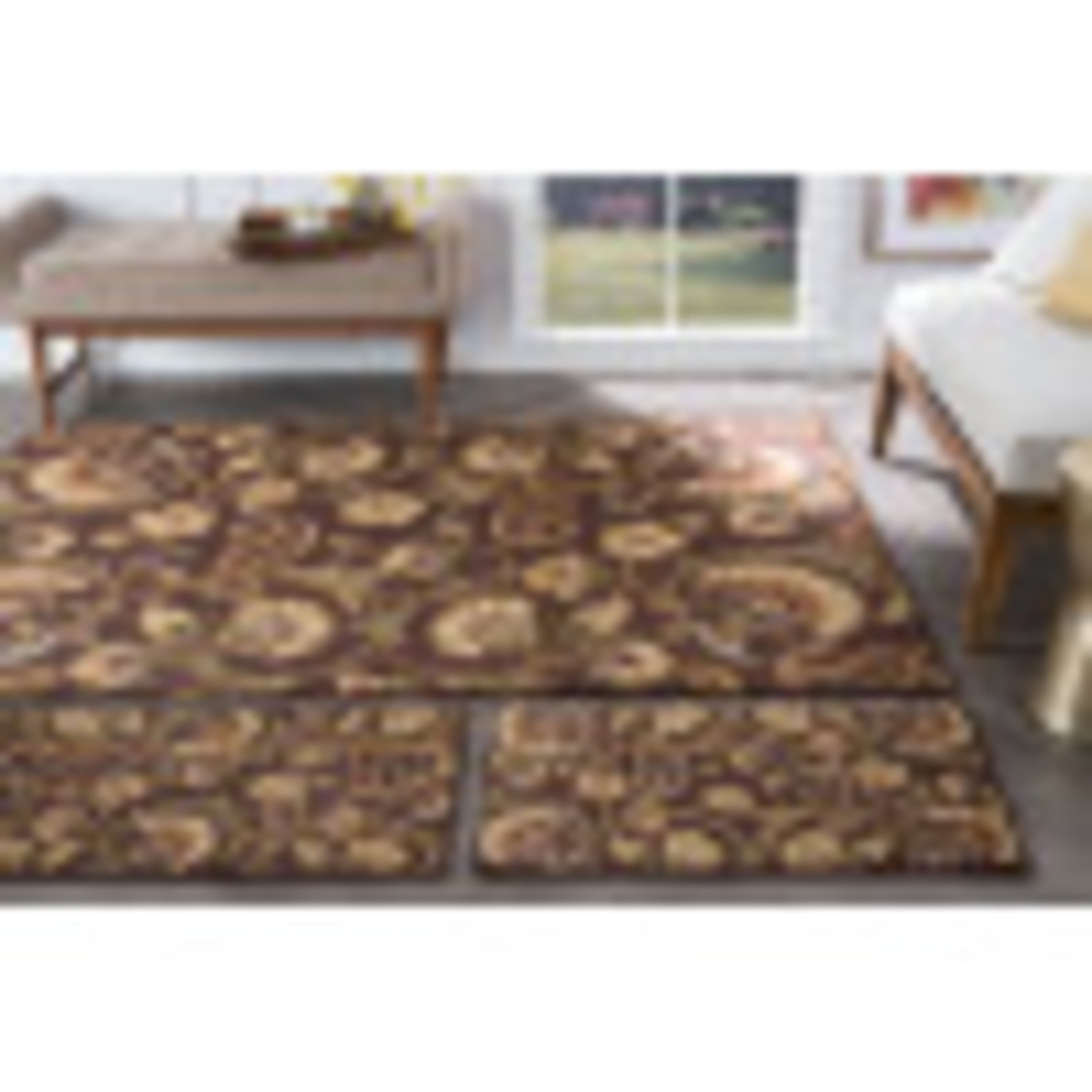 Elegance Transitional 3-Piece Set Brown and Sage Green Polypropylene Indoor Area Rug