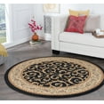 thumbnail image 1 of Elegance Transitional 5' Round Black and Beige Polypropylene Indoor Area Rug, 1 of 6