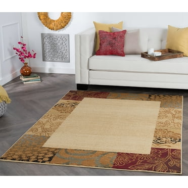 Elegance Transitional 5' x 7' Beige and Brown Polypropylene Indoor Area Rug
