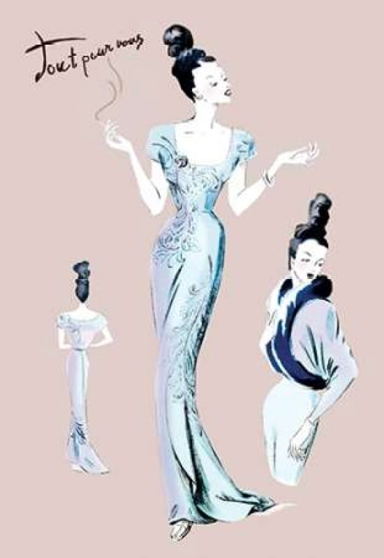 Elegance with an Up-Do 1947 Canvas Art - Unknown (24 x 36)