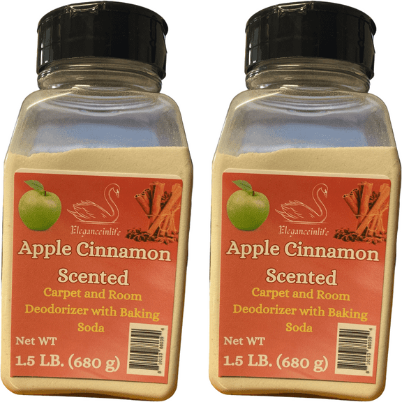 Eleganceinlife Apple Cinnamon-Scented Carpet and Room Deodorizer With Baking Soda 1.5 LB (680g) Each Pack of 2