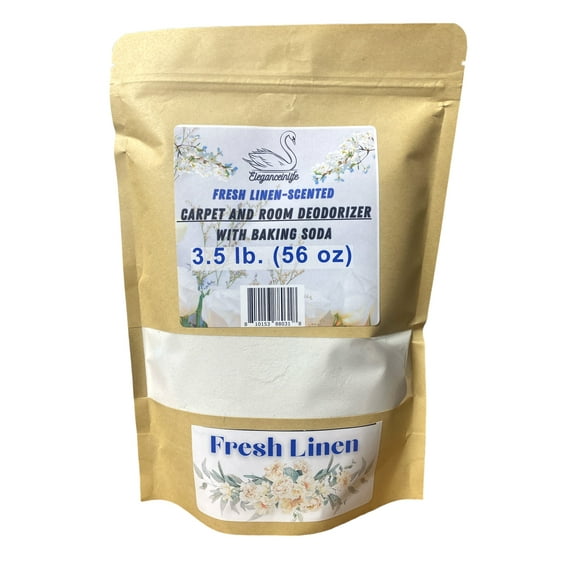 Eleganceinlife Fresh Linen-Scented Carpet and Room Deodorizer with Baking Soda, 3.5 lb. (56 oz)