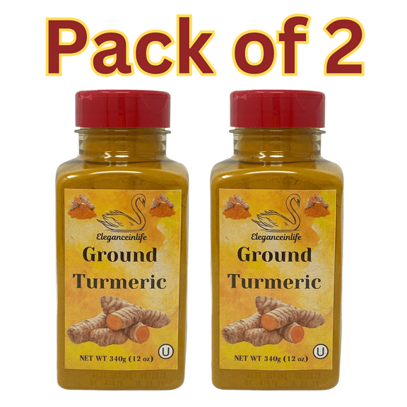 Eleganceinlife Ground Turmeric, 12 oz (340g), 100% Pure Turmeric, Packed in USA Pack of 2