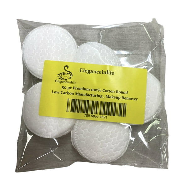 Eleganceinlife Premium Hypoallergenic Cotton Rounds 50 pieces Makeup Remover Pack of 1