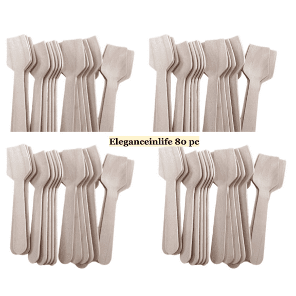 Eleganceinlife Wood Ice Cream Spoons Pack of 80