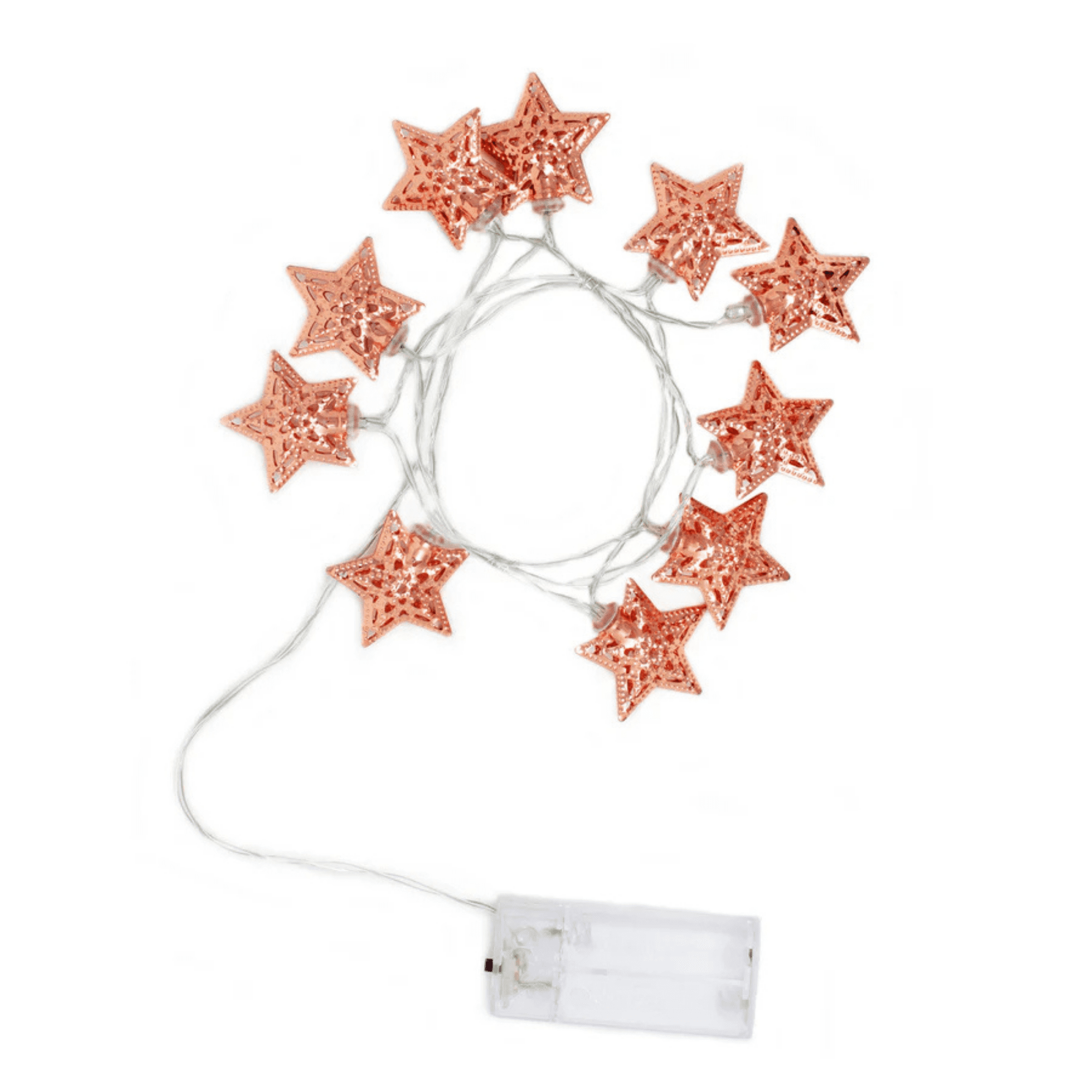 Elegani 10 LED Rose Gold Star String Lights Warm White Metal Star Fairy Lights 3ft Lighted Cord