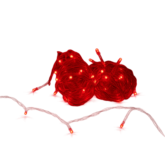 Elegani 100 LED String Red Lights with Clear Wire - 33ft Plug-In Indoor/Outdoor Fairy Lights with 8 Modes