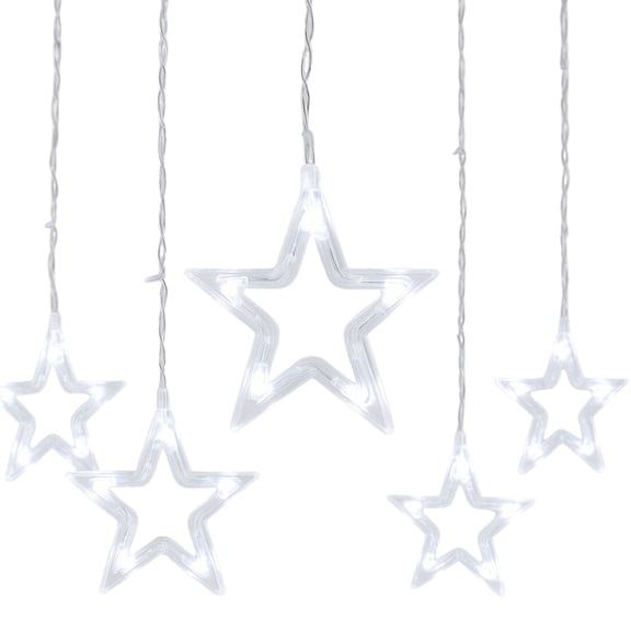 Elegani 138 LED Star Curtain Light White Hanging String Lights with 12 Stars, 8 Lighting Modes