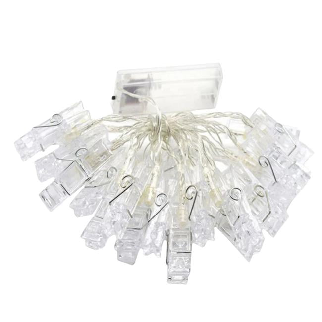 Individual String Light Clips Elegani PH-600124 20 LED Clear Cable Photo Clip String Lights - 40 ...