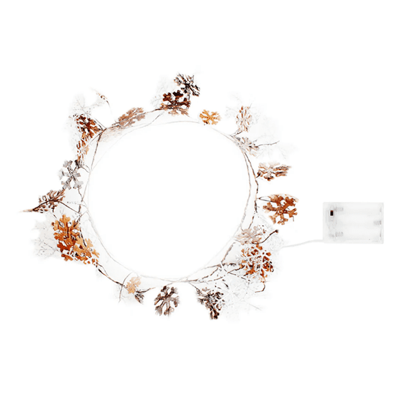 Elegani 20 LED Glitter Snowflake Fairy Lights 7.5ft Copper Wire String Light with Large & Small Glittered Snowflakes, Warm White Glow for Holiday Mantel, Table & Wreath Decor