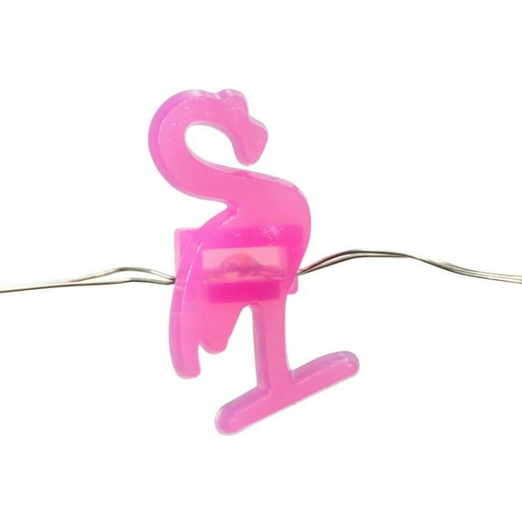 Elegani 20 LED Pink Flamingo String Lights Tropical Decor 7 Ft