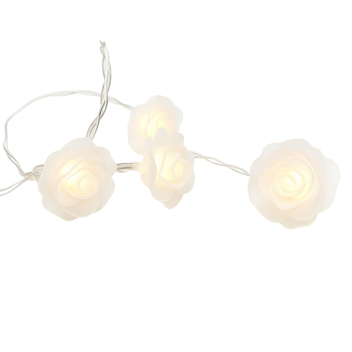 Elegani 20 LED Rose Flower String Lights Warm White 5mm LEDs with PVC Roses, Romantic Floral Lighting 12ft