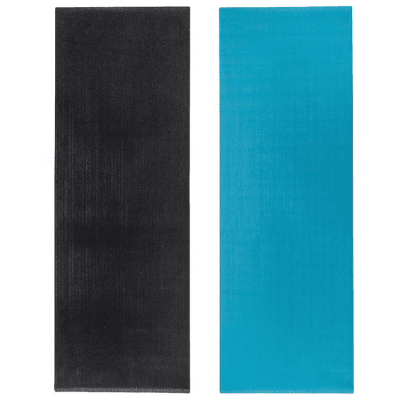 Elegani 24"x68" Yoga Mat (2-Pack) - Aqua Blue and Black - Lightweight, Non-Slip for Exercise