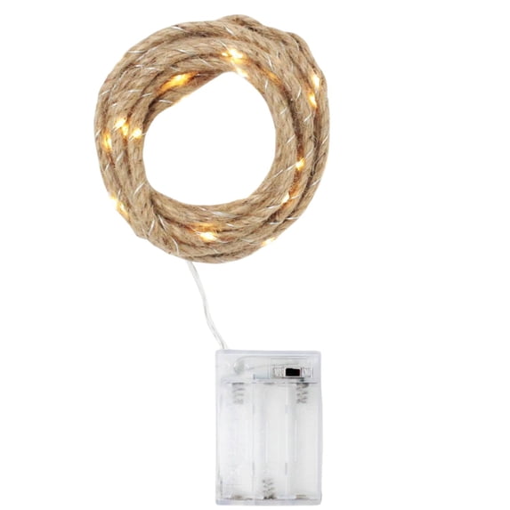 Elegani 30 LED Rope String Lights – 8ft Natural Woven Rope with Warm White Fairy Lights