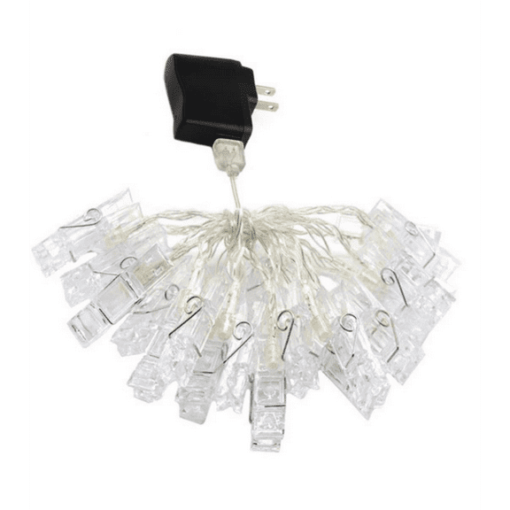 Elegani 40 LED Photo Clip String Lights 14ft Clear Cable with Large Clips for Bedroom & Dorm Dcor
